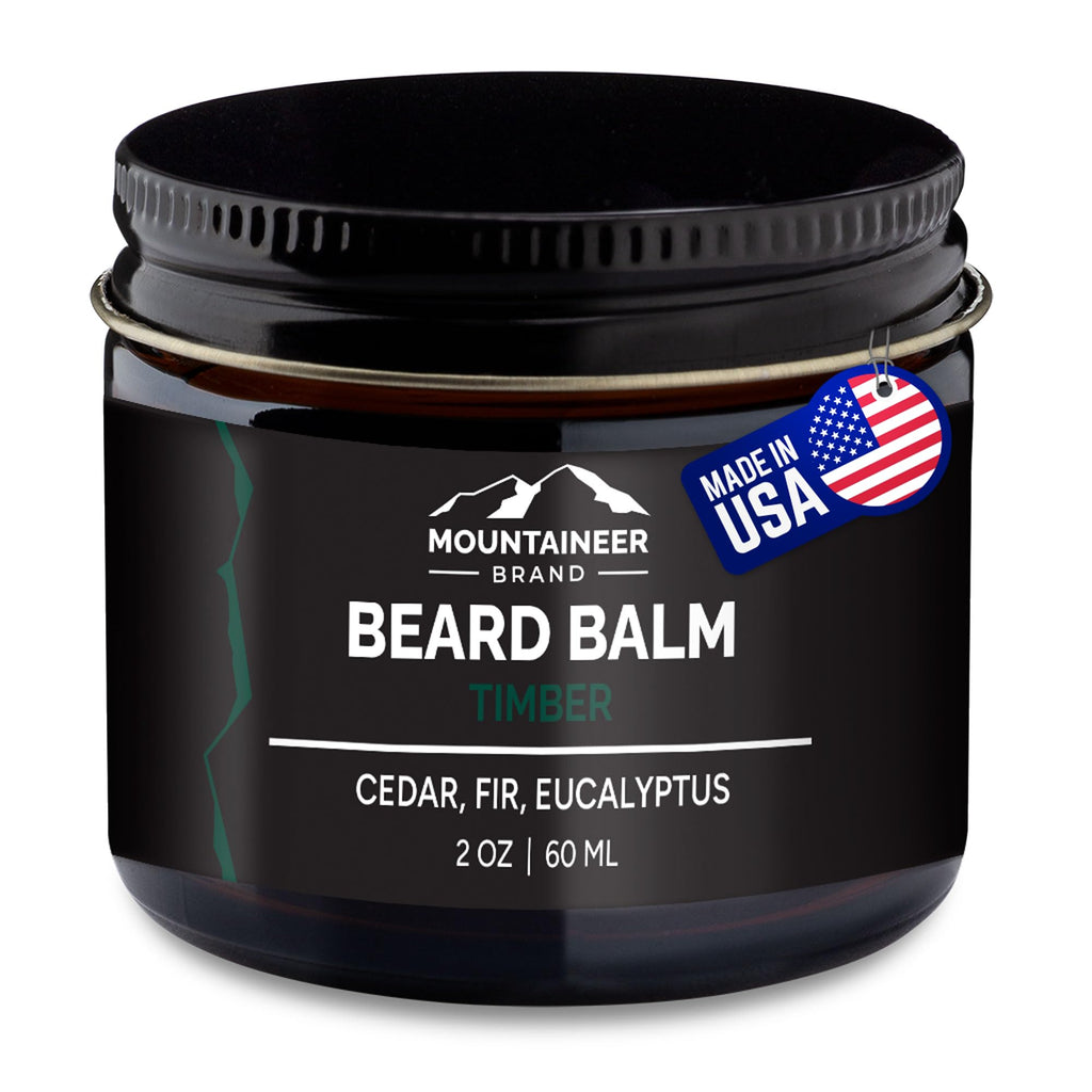 Mountaineer Brand Beard Balm for Men | All Natural Leave-In Conditioner to Moisturize Dry Itchy Skin | Beard Butter Hydrates Softens and Tames Flyaway Hair | Adds Shine | Timber Scent 2oz