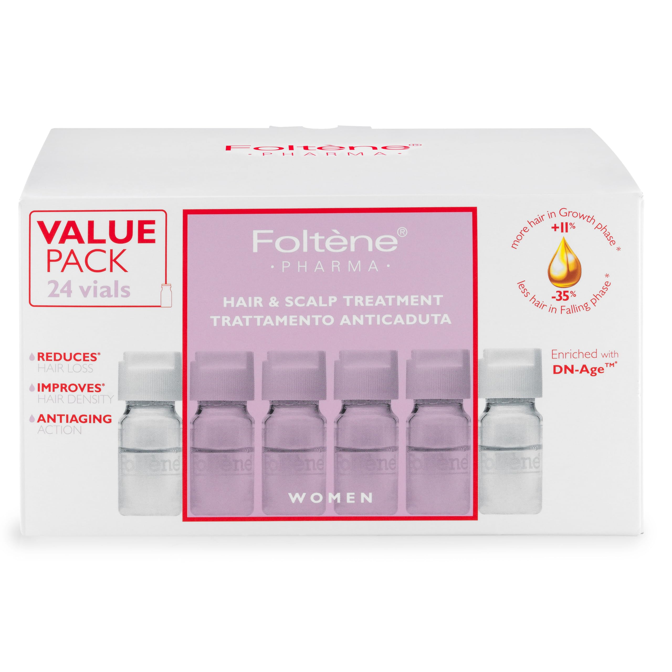 FOLTENE Women's Hair Growth Enhancer - 24 Vials for Thicker, Stronger Hair