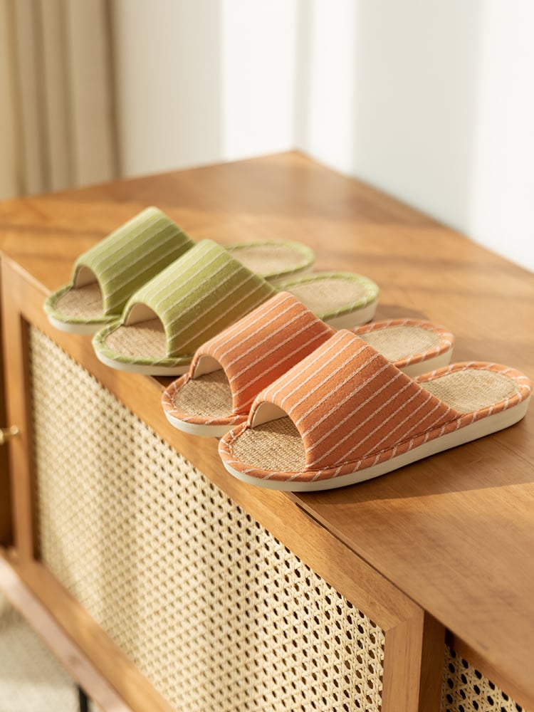 Cotton Linen Non-Slip Deodorant Indoor Slippers