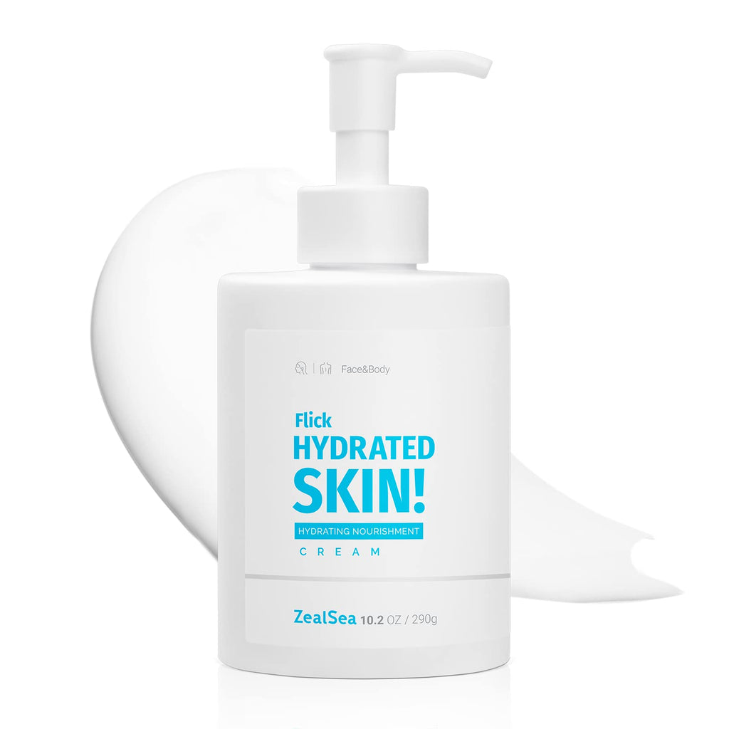 ZealSea Face Moisturiser Lotion with Hyaluronic Acid & Ceramide & Aloe Vera Hydration Moisturiser for Normal To Dry Sensitive Skin Facial and Body Hydrating Moisturizing Cream - 290 ml